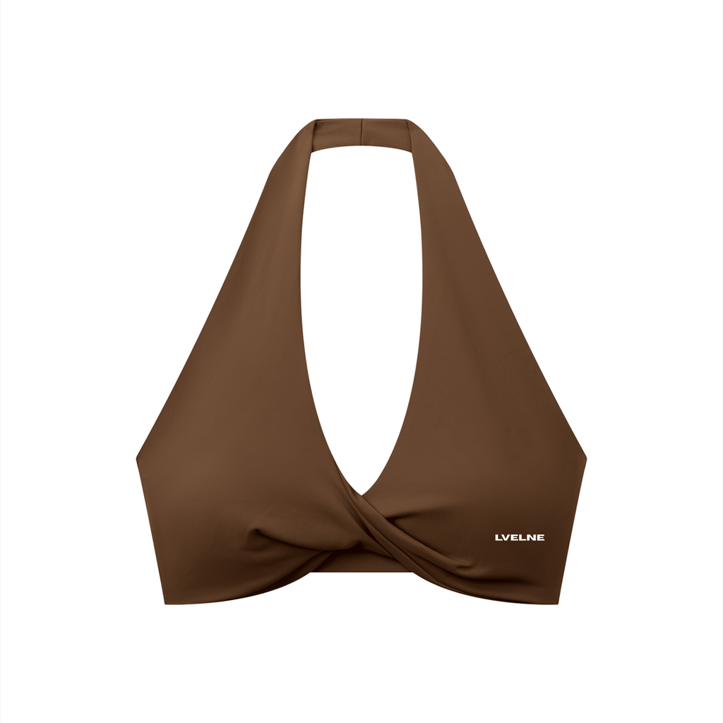 Pleated Halter Sports Bra