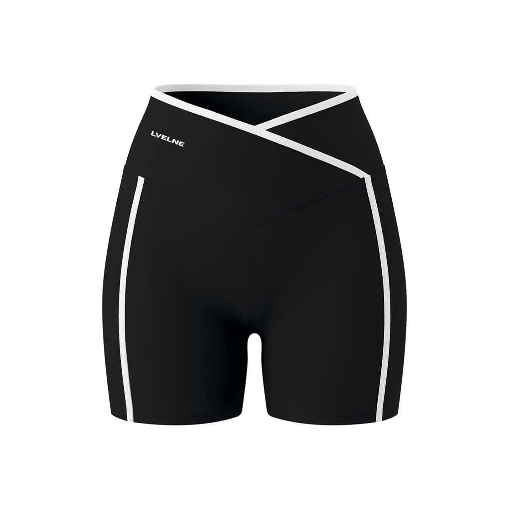 High Rise Color Block Yoga Shorts