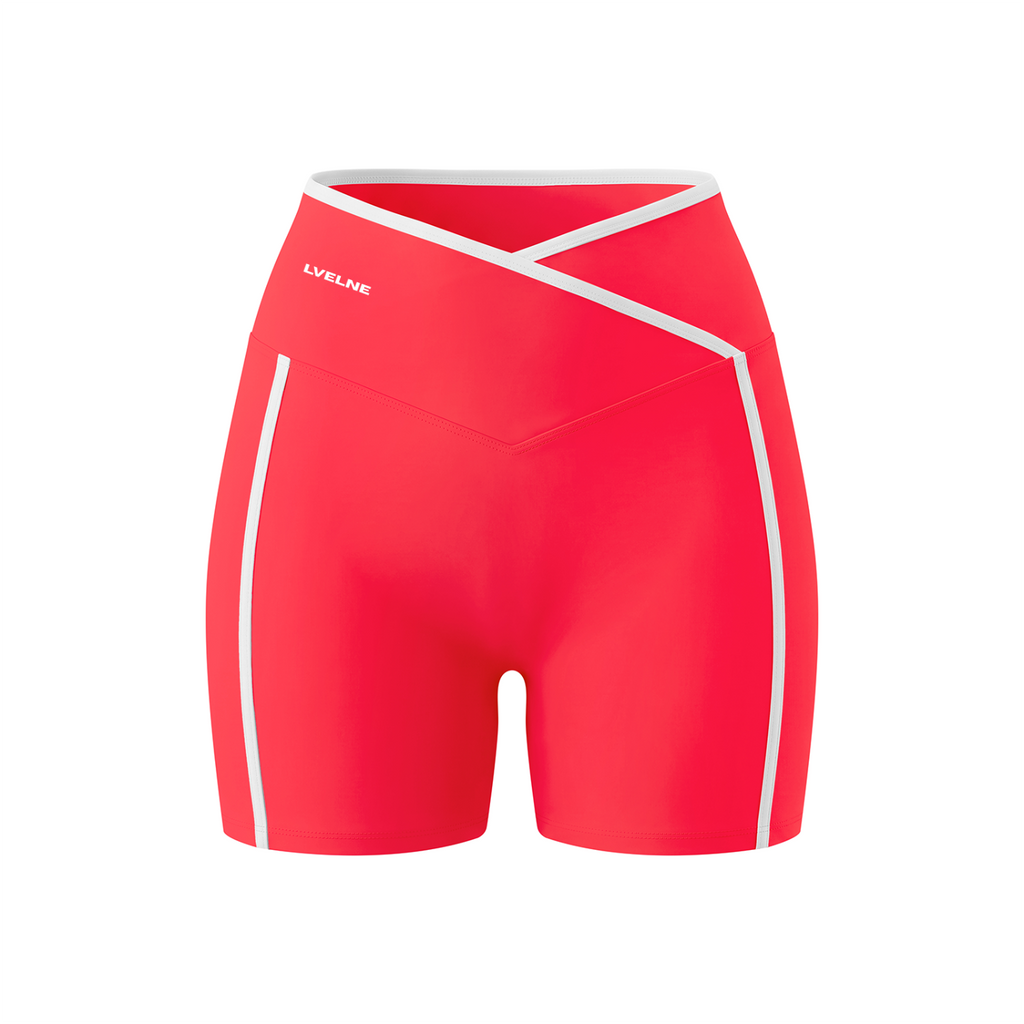 High Rise Color Block Yoga Shorts