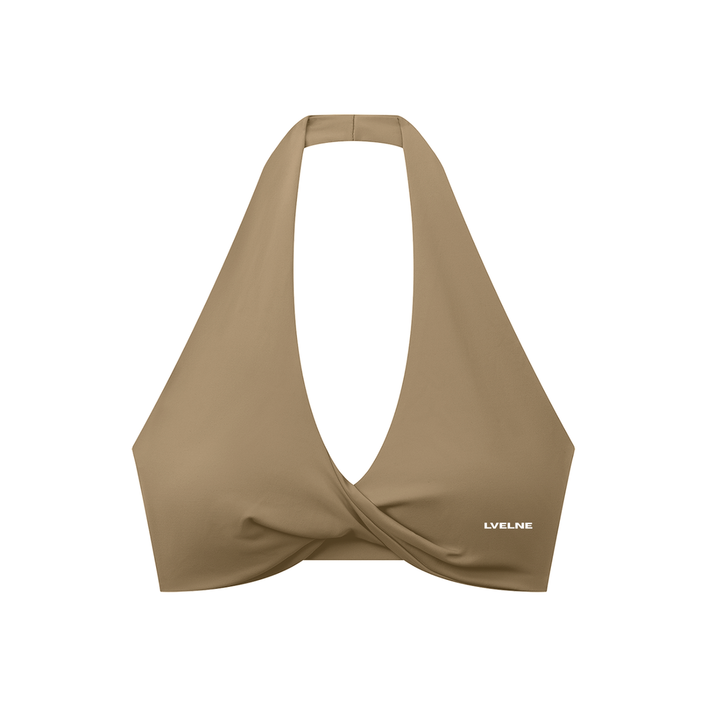 Pleated Halter Sports Bra